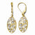10k Yellow Gold w/Rhodium Diamond-cut Leverback Dangle Earrings