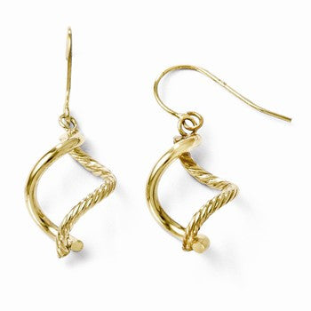 10k Yellow Gold Shepherd Hook Dangle Earrings