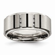 Titanium Polished & Brushed IP-plated Diamond 9mm Wedding Band