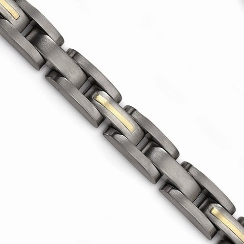 Titanium with 14K Yellow Inlay Accent Bracelet