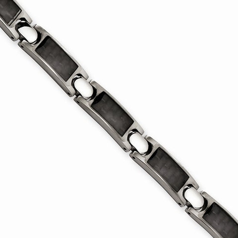 Titanium Carbon Fiber Satin & Polished Bracelet