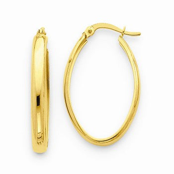 14k Yellow Gold Polished 3.5mm Oval Hoop Earrings