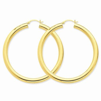 14k Yellow Gold Polished 5mm Tube Hoop Earrings