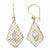 10k Yellow Gold w/Rhodium Diamond-cut Dangle Earrings
