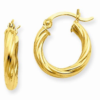 14k Yellow Gold Polished 2.75mm Twisted Hoop Earrings