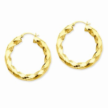14k Yellow Gold Polished 5.0mm Twisted Hoop Earrings