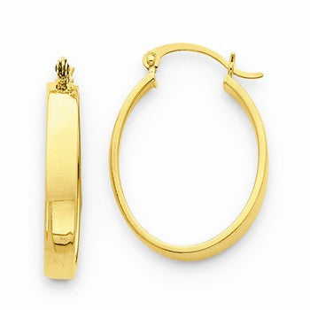 14k Yellow Gold Lightweight Oval Hoop Earrings