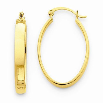 14k Yellow Gold Lightweight Oval Hoop Earrings