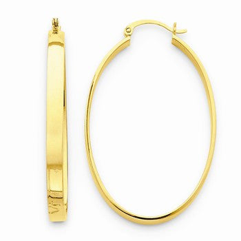 14k Yellow Gold Lightweight Oval Hoop Earrings
