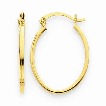 14k Yellow Gold Lightweight Fancy Oval Hoop Earrings