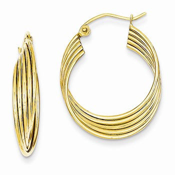 14k Yellow Gold Lightweight Fancy Hoop Earrings