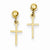 14k Yellow Gold Polished Cross Dangle Post Earrings