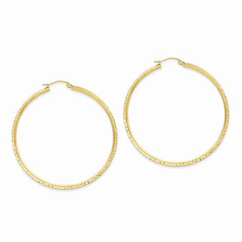 14k Yellow Gold Knife Edge Diamond-cut Hollow Hoop Earrings