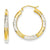 14k Yellow Gold Rhodium Diamond-cut 3x25mm Hoop Earrings