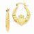 14k Yellow Gold Polished Satin Claddagh Hoop Earrings
