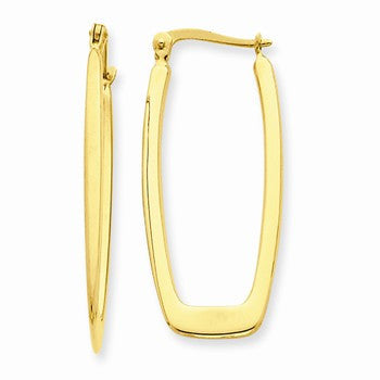 14k Yellow Gold Polished 2.25mm Rectangle Hoop Earrings