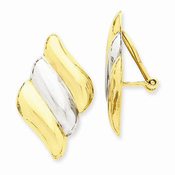 14k Yellow Gold Rhodium Non-pierced Omega Back Earrings