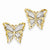 14k Yellow Gold Rhodium Diamond-cut Butterfly Post Earrings