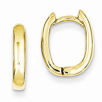 14k Yellow Gold Oval Hinged Hoop Earrings