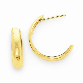 14k Yellow Gold Polished 3.5mm J-Hoop Earrings