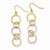 14k Tri-Color Diamond-cut Circle Dangle Earrings