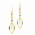 14k Tri-Color Bead Yellow Oval Dangle Earrings