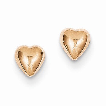 14k Rose Gold Heart Post Earrings