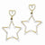 14k Yellow Gold Rhodium Diamond-cut Heart w/Dangle Star Post Earrings