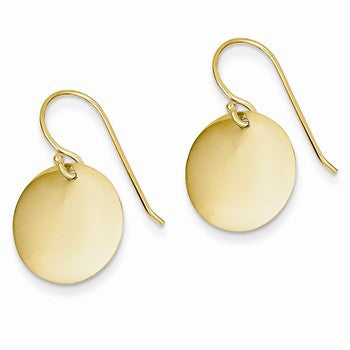 14k Yellow Gold Polished Circle Disc Earrings