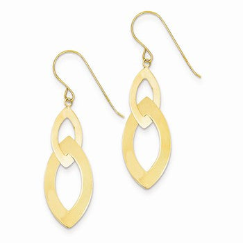 14k Yellow Gold Oval Dangle Earrings