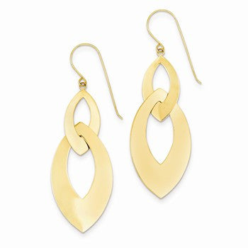 14k Yellow Gold Oval Dangle Earrings