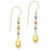 14k Tri-color Puff Teardrop Bead Dangle Earrings