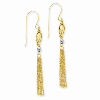 14k Two-tone Bead Chain Dangle Earrings