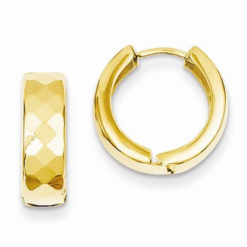 14k Yellow Gold Textured Hinged Hoop Earrings