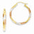 14k Yellow Gold with White & Rose Rhodium 2.8x25mm Hoop Earrings