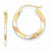 14k Yellow Gold with White & Rose Rhodium Diamond-cut 1.5x20mm Hoop Earrings