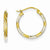 14k Yellow Gold Rhodium Diamond-cut Hoop Earrings