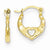 14k Yellow Gold Rhodium Heart Hollow Hoop Earrings