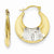 14k Yellow Gold Rhodium Cross Hollow Hoop Earrings