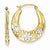 14k Yellow Gold Rhodium Hollow Flowers Hoop Earrings