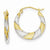 14k Yellow Gold Rhodium Textured Hollow Scalloped Hoop Earrings