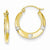 14k Yellow Gold Rhodium Flowers Hollow Hoop Earrings