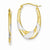 14k Yellow Gold Rhodium Hollow Oval Hoop Earrings