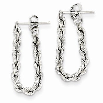 14k Rope Chain Dangle Post Earring, Jewelry Earrings