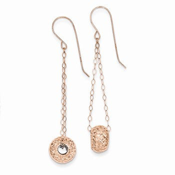 14k Rose Gold Chain w/Diamond-cut Puff Donut Bead Earrings