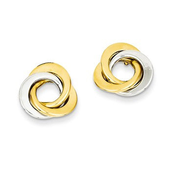 14k Two-tone Polished Intertwined Circles Post Earrings