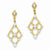 14k Yellow Gold Rhodium Plated Diamond-cut Marquise Post Dangle Earrings