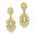 14k Yellow Gold Rhodium Plated Diamond-cut Fancy Post Earrings