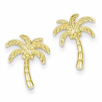 14k Yellow Gold Palm Tree Post Earrings