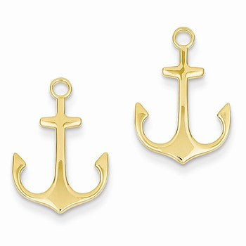 14k Yellow Gold Polished Anchor Post Earrings